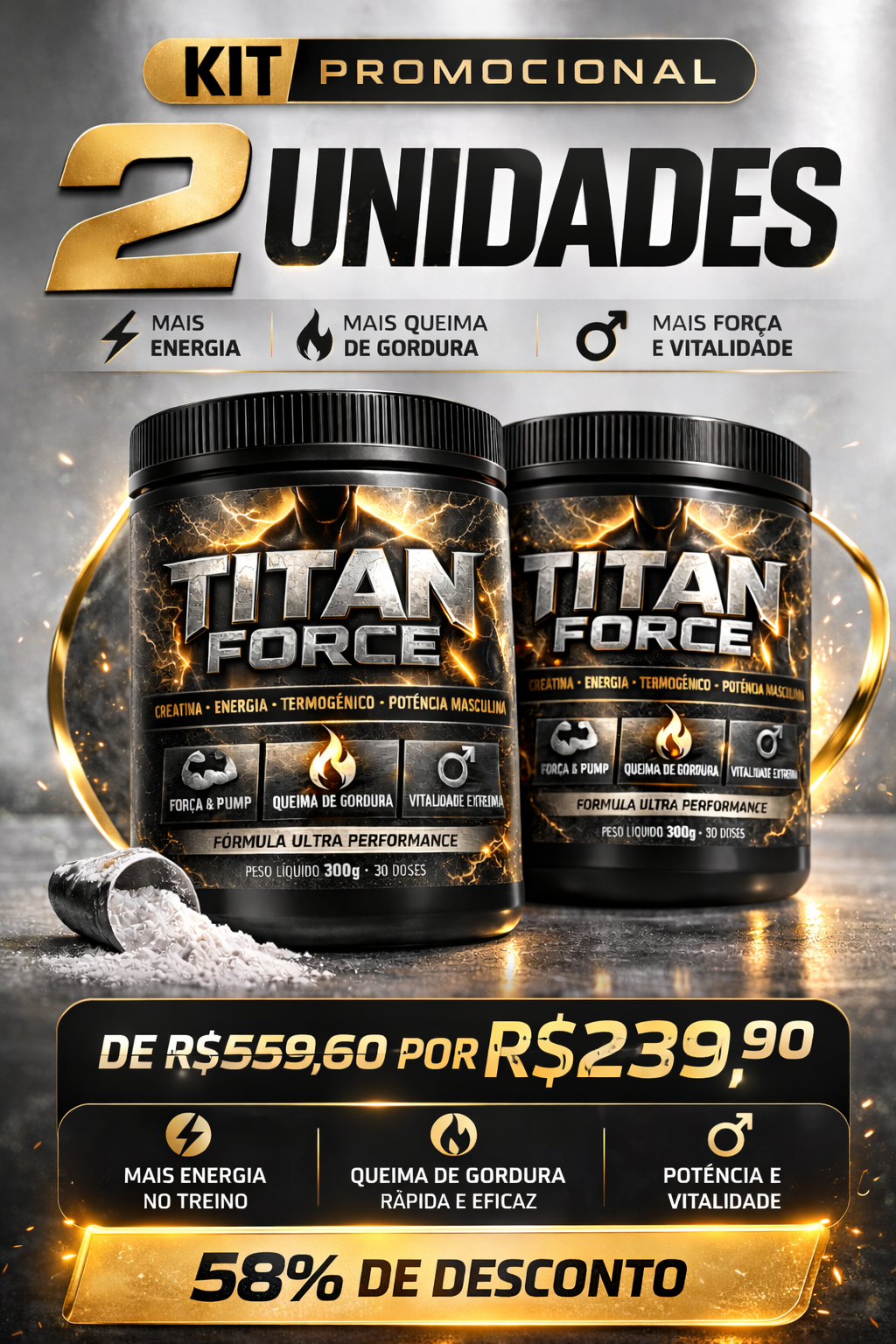 Titan Force │ Pré-treino, creatina termogênico e performance sexual masculina ♂