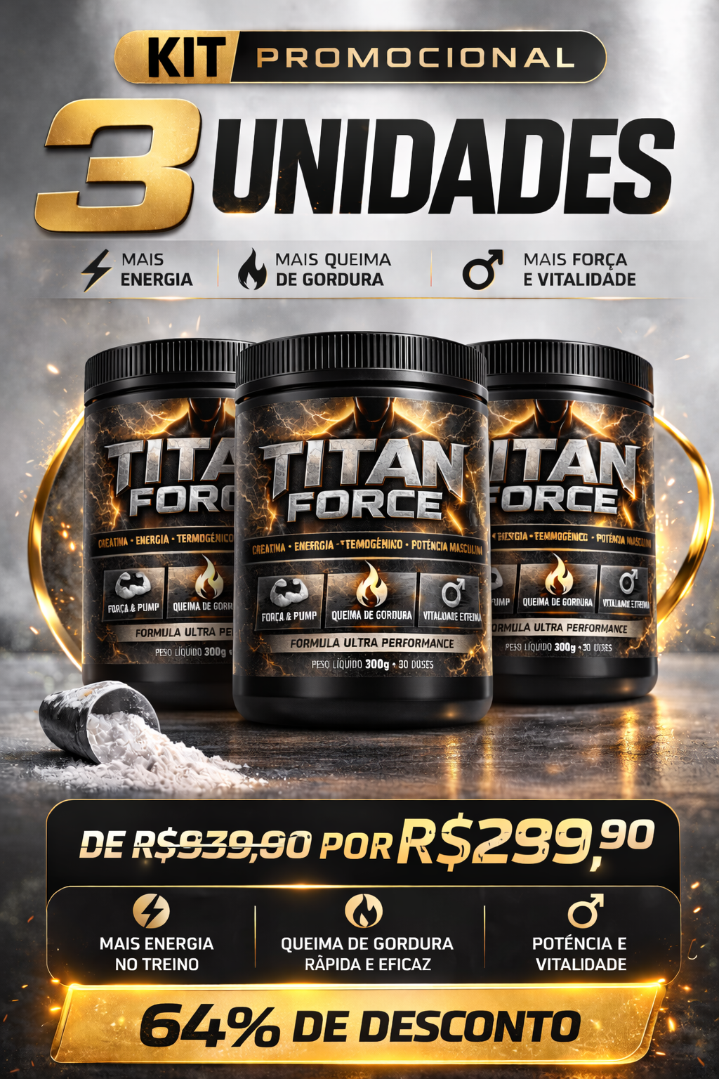 Titan Force │ Pré-treino, creatina termogênico e performance sexual masculina ♂