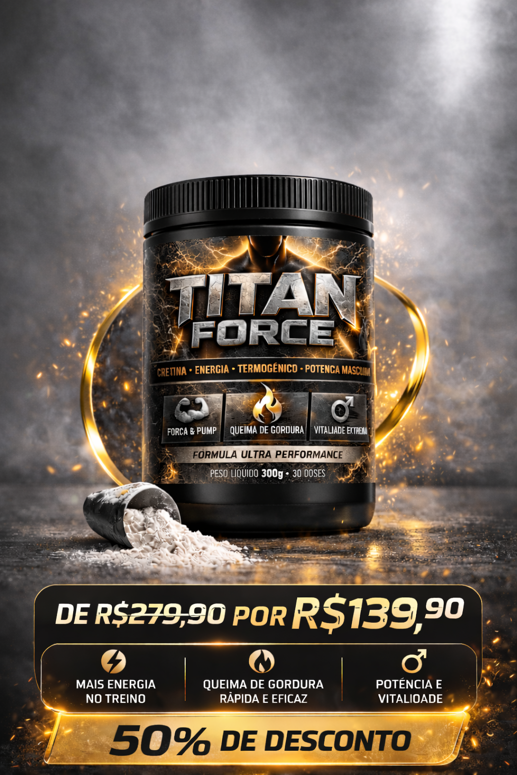 Titan Force │ Pré-treino, creatina termogênico e performance sexual masculina ♂